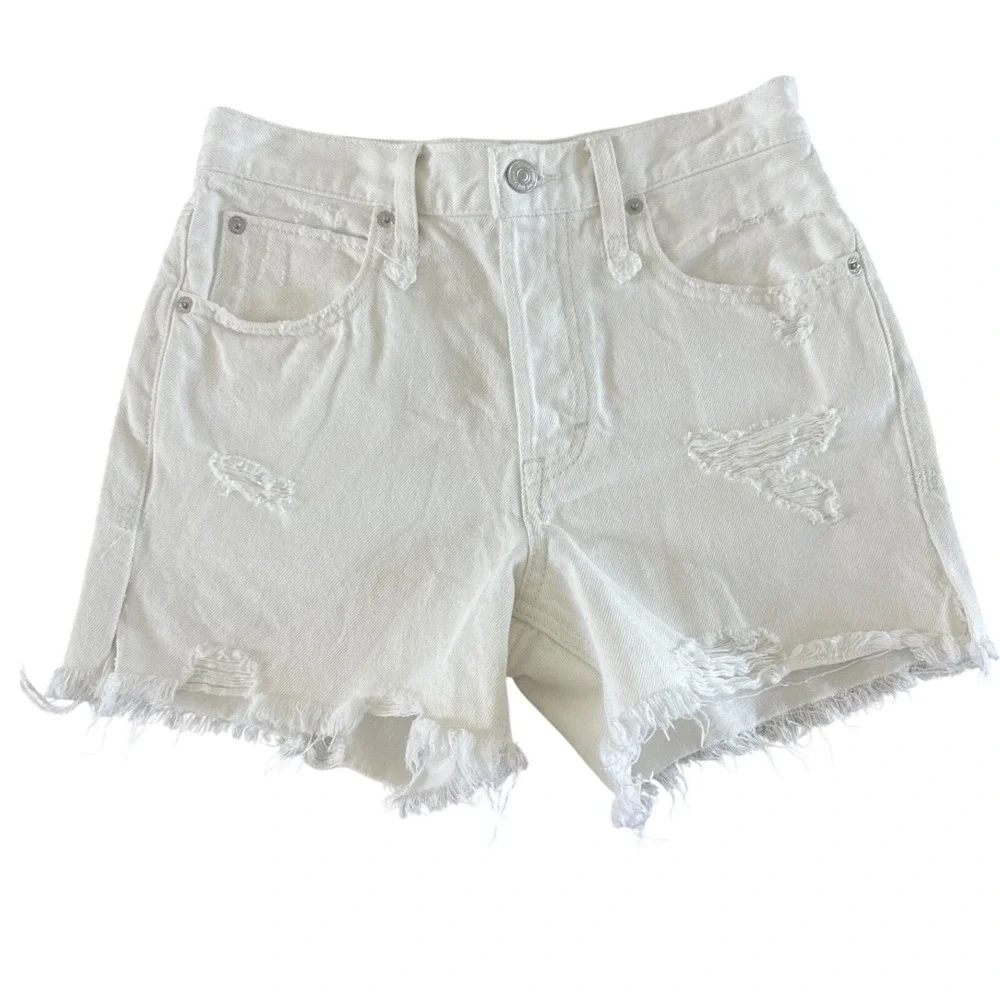 We the Free People Makai Cutoff Denim Shorts Ivory White 24 Boho Retro 90s NWOT